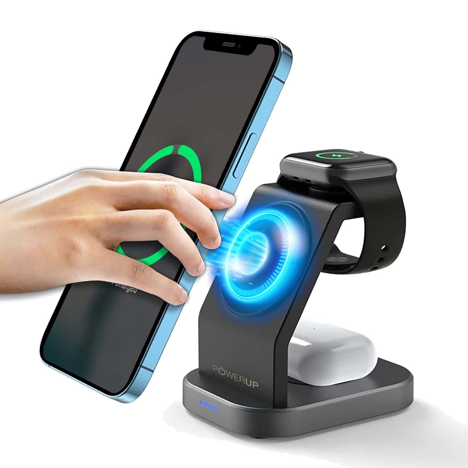 Powerup 3in1 Wireless Charger Black iPhone Airpods & Apple Watch in bulk from India — Ant Mascot