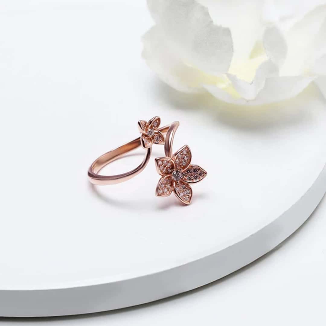 Rose Gold Blooming Flower Ring in bulk from India — Ant Mascot