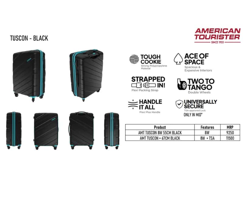 American Tourister Tuscon DZ Spinner � Black (55 cm) in bulk from India — Ant Mascot
