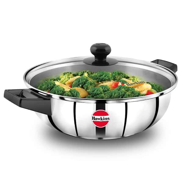 Hawkins 3 Ltr Stainless Steel Fry Pan with Glass Lid in bulk from India — Ant Mascot