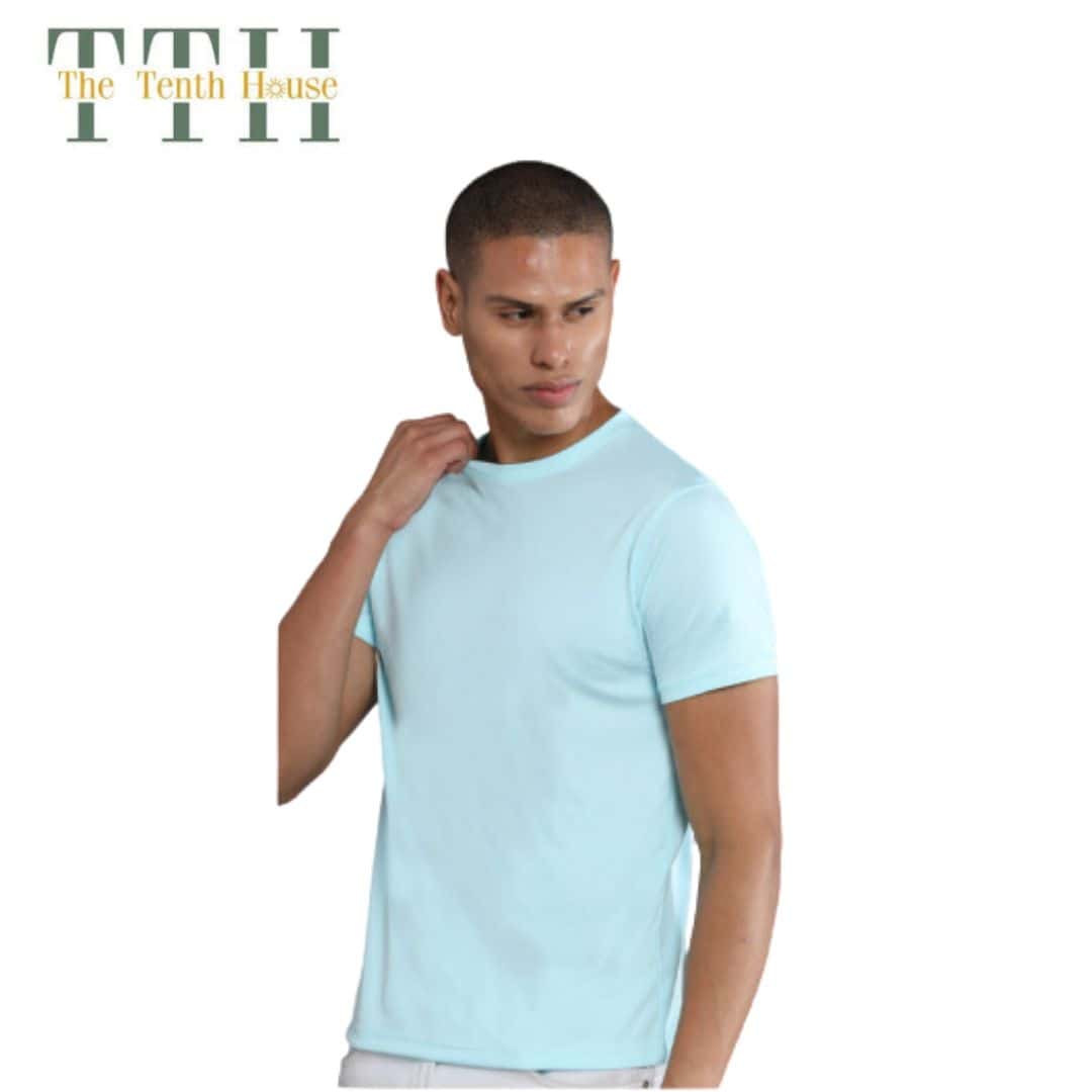 TTH Mobilitee Round Neck T Shirt Mint Blue in bulk from India — Ant Mascot