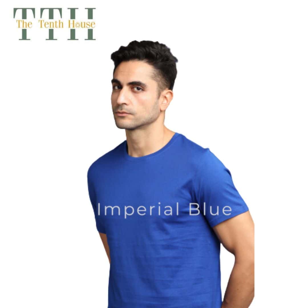 TTH PimaRound Neck T Shirt Imperial Blue in bulk from India — Ant Mascot