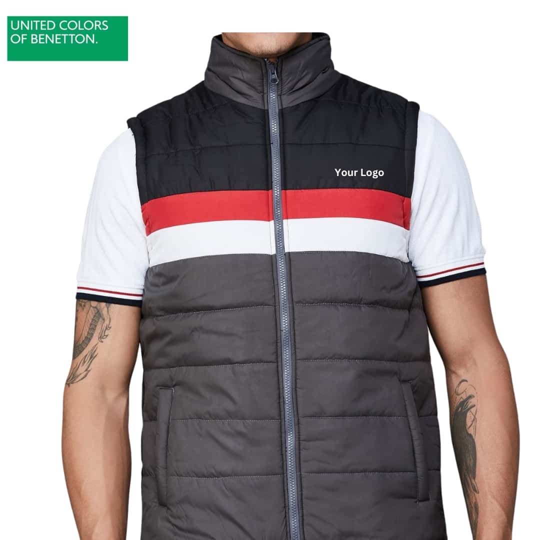 United Colors of Benetton Sleeveless Bomber Jacket Black-Red in bulk from India — Ant Mascot