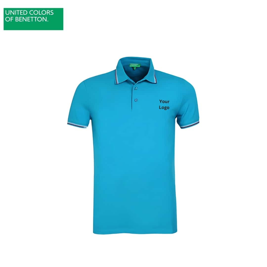 United Colors of Benetton Men's Blue Lycra Polo T-Shirt in bulk from India — Ant Mascot