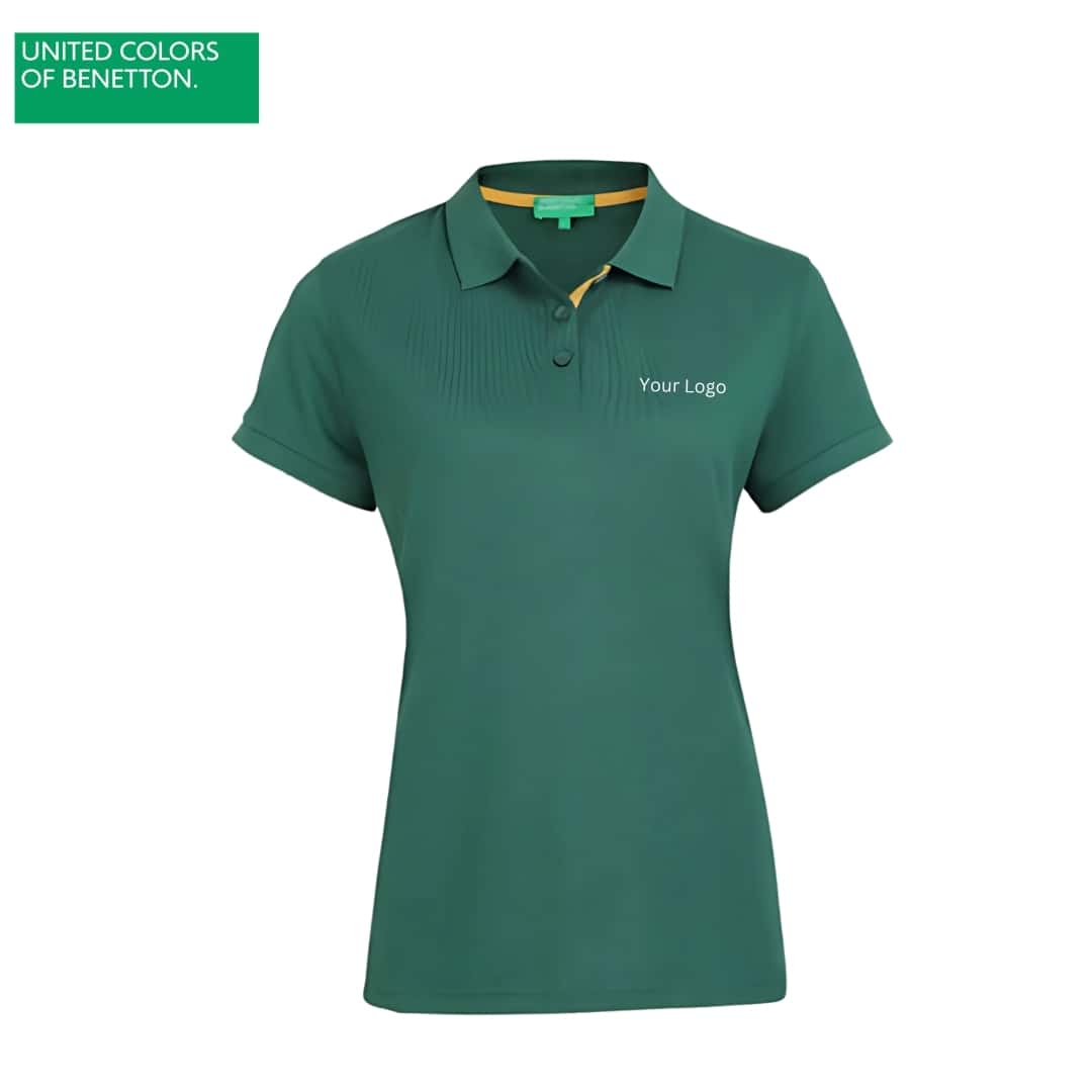 United Colors of Benetton Women's Green Polycotton Polo T-Shirt in bulk from India — Ant Mascot