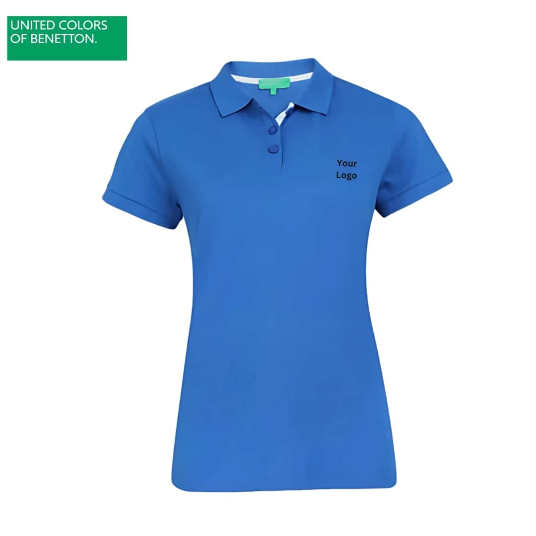 United Colors of Benetton Women's Blue Polycotton Polo T-Shirt in bulk from India — Ant Mascot