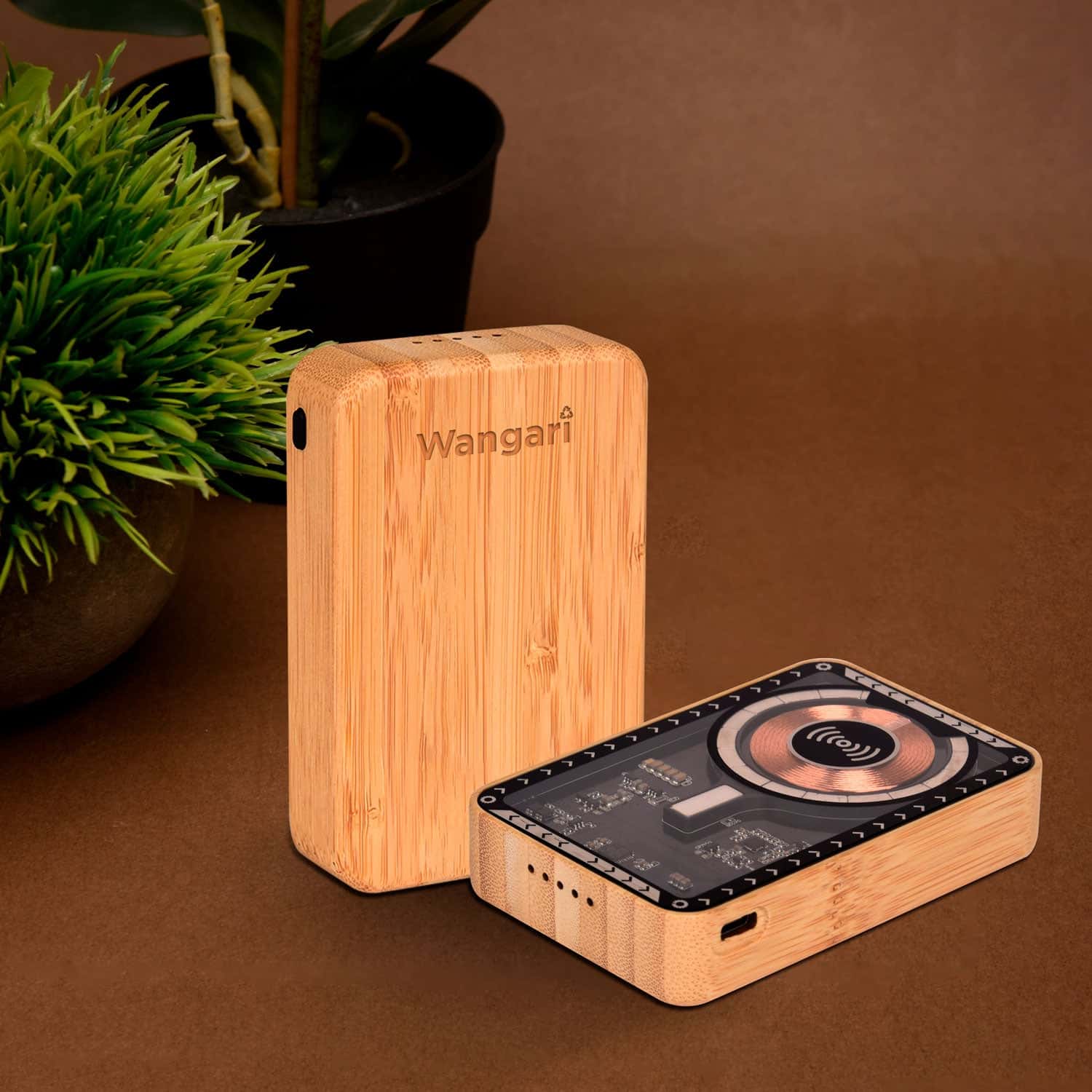 Wangari Juniper Bamboo 10000 mAh Transparent MagSafe Power Bank in bulk from India — Ant Mascot