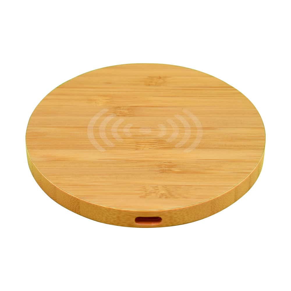 Wangari Olive 15W Round Wireless Bamboo Charger in bulk from India — Ant Mascot