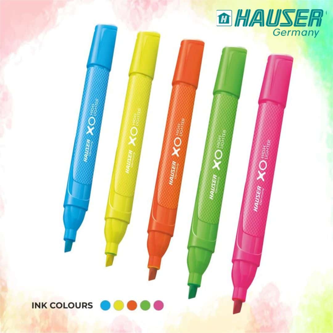 Hauser XO HIGHLIGHTER Pack Of 5(Blue, Orange,Yellow,Green,Pink) in bulk from India — Ant Mascot