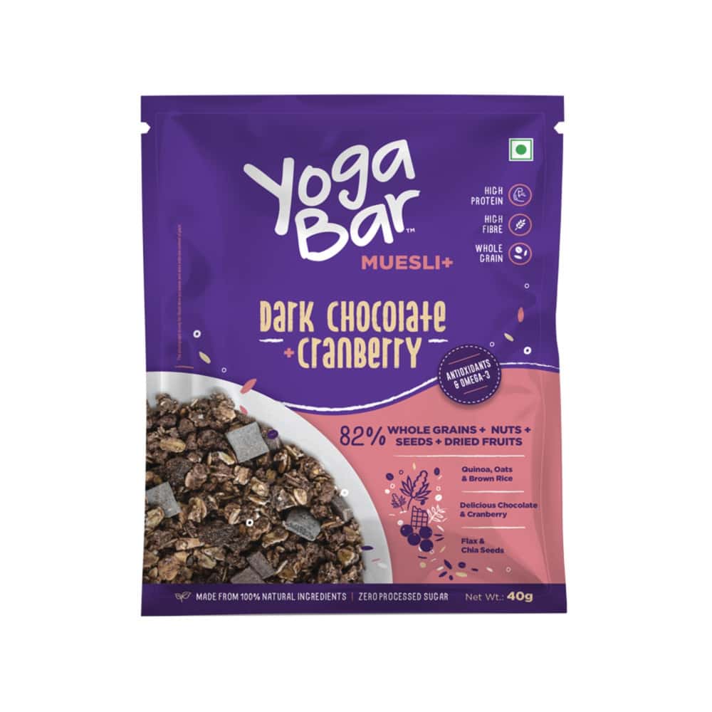 Yoga Bar Dark Chocolate + Cranberry Muesli (40g) in bulk from India — Ant Mascot