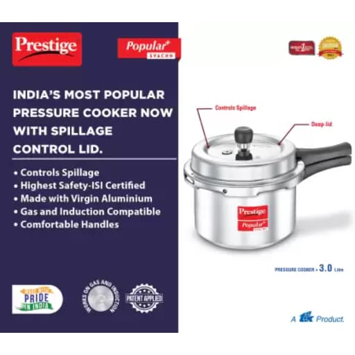 Prestige 10171 Popular Plus Svachh Pressure Cooker 3.0 Ltr