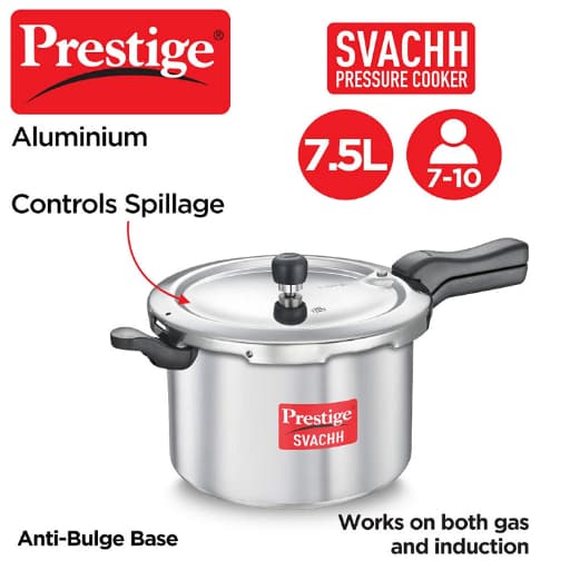 Prestige 10727 Svachh Aluminium Pressure Cooker 7.5 Ltr