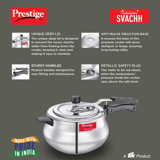 Prestige 10757 Nakshatra Pls Svachh Al Pressure Cooker Handi 5L