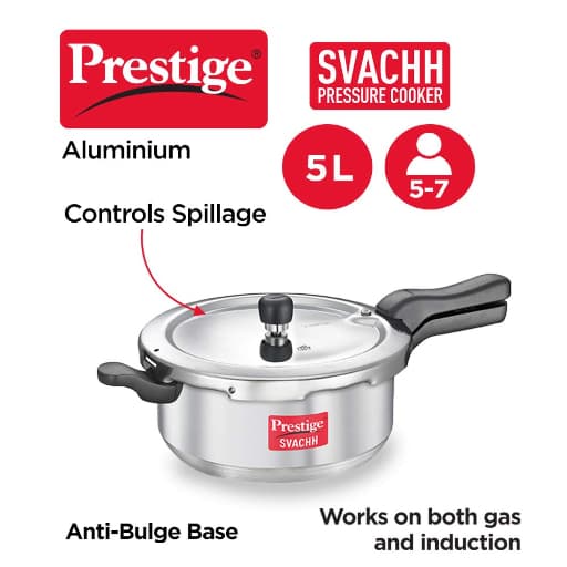 Prestige 10773 Svachh Aluminium Senior Deep Pressure Pan 5 Ltr