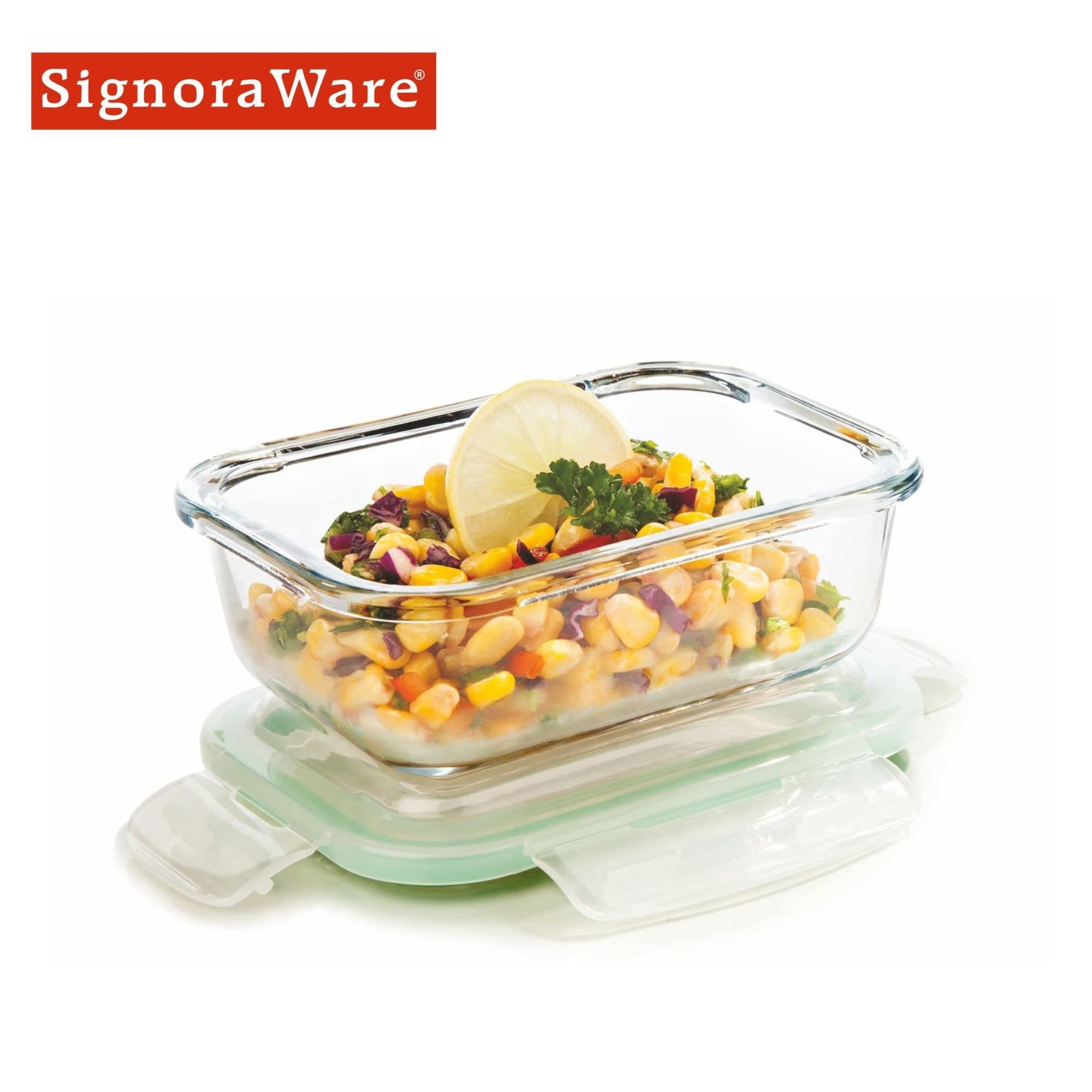 Signoraware 1704 Lock N Store Glass Rectangular 640 ml.