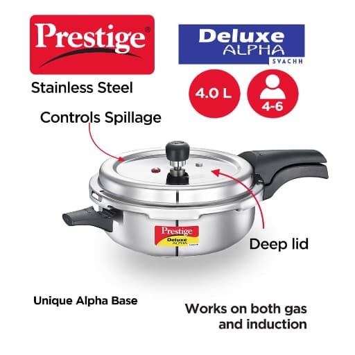 Prestige 20256 Deluxe Stainless Steel Pressure Pan 4 Ltr