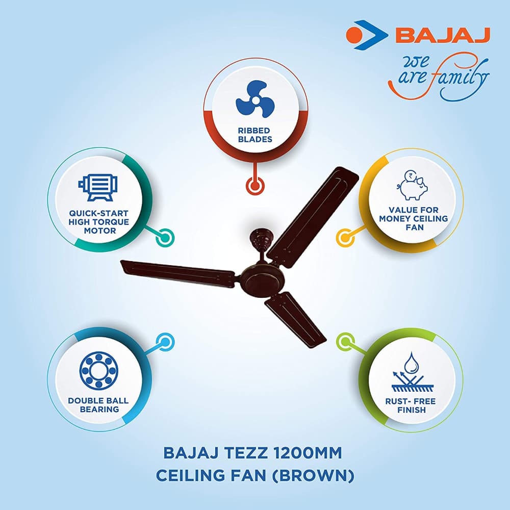 Bajaj 251169EE Sabse Tez 1200 mm Brown Ceiling Fan