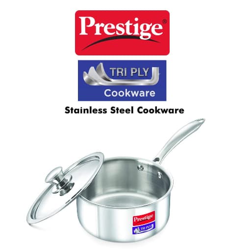Prestige 36805 Tri Ply Stainless Steel Saucepan, 160 mm