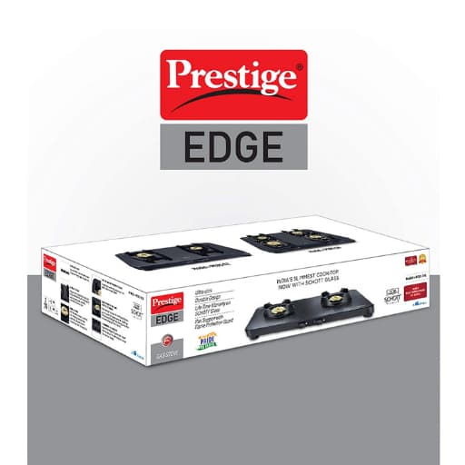 Prestige Edge Glass Manual Gas Stove 2 Burner