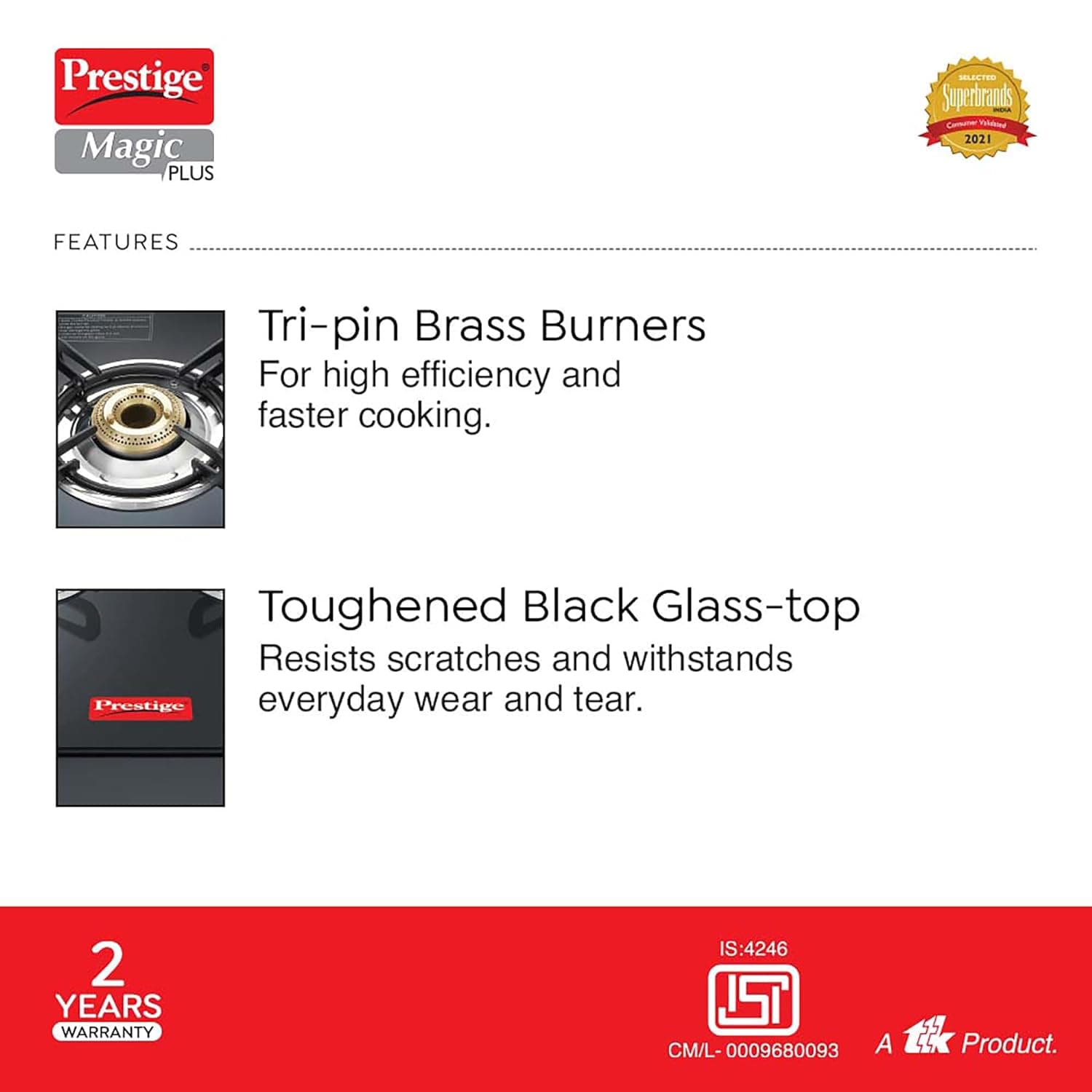 Prestige 40508 Magic Plus GTMP 04 Long Gas Stove
