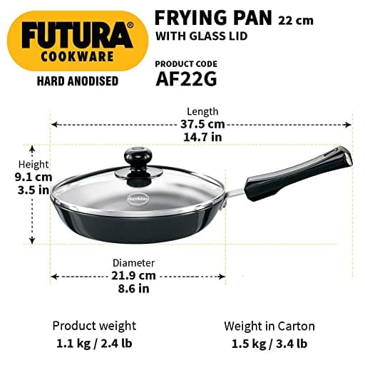 Hawkins AF22G Frying Pan 22 cm With Glass Lid