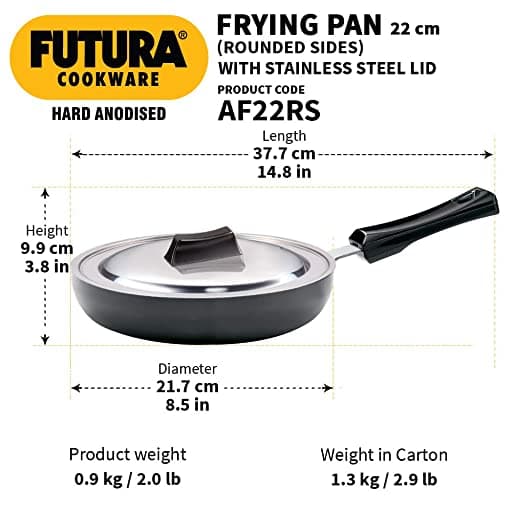 Hawkins AF22RS Frying Pan (Rounded Sides) 22 cm With Lid