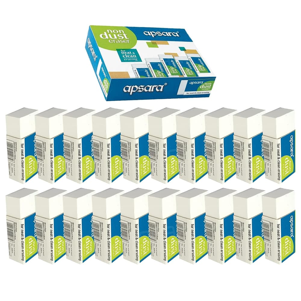 Apsara Non-Dust Eraser Regular 20 Pc Pack