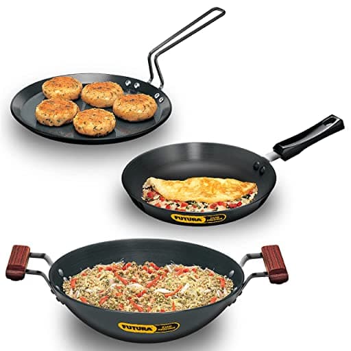 Hawkins ASET2 (Flat Tava, Frying Pan, Kadhai) Cookware Set