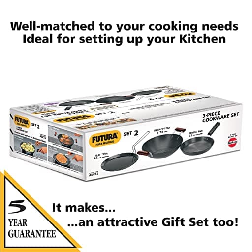 Hawkins ASET2 (Flat Tava, Frying Pan, Kadhai) Cookware Set