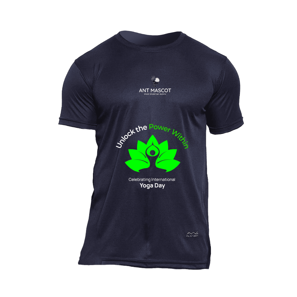 All Weather Gear Unisex Navy Blue & Green Print Round Neck Dryfit T-Shirt