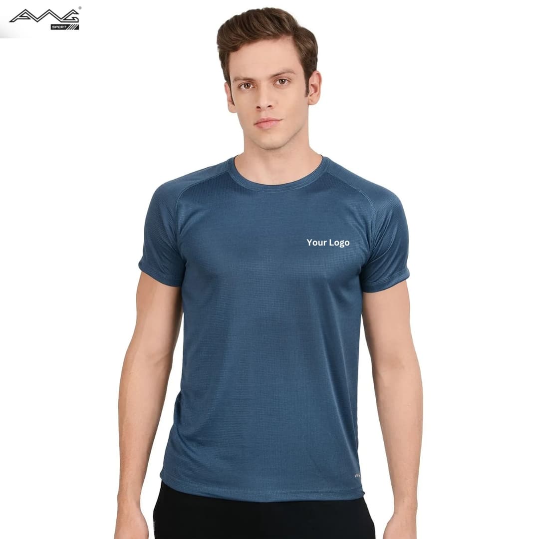 Awg I-Run Micro Dry Fit Round Neck T Shirt Blue