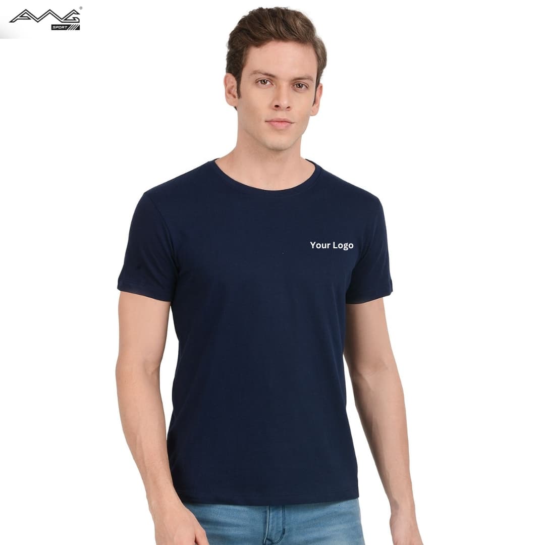 Awg Cotton Round Neck Super Bio T Shirt Navy Blue