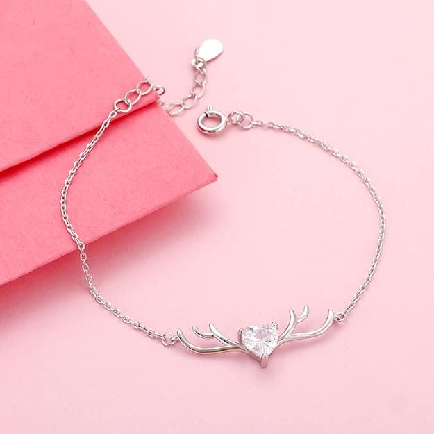 Silver Deer Heart Bracelet