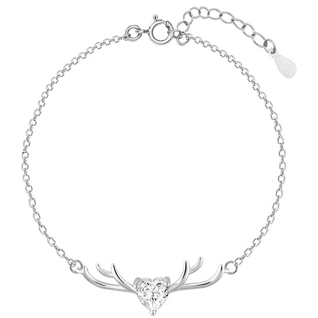 Silver Deer Heart Bracelet