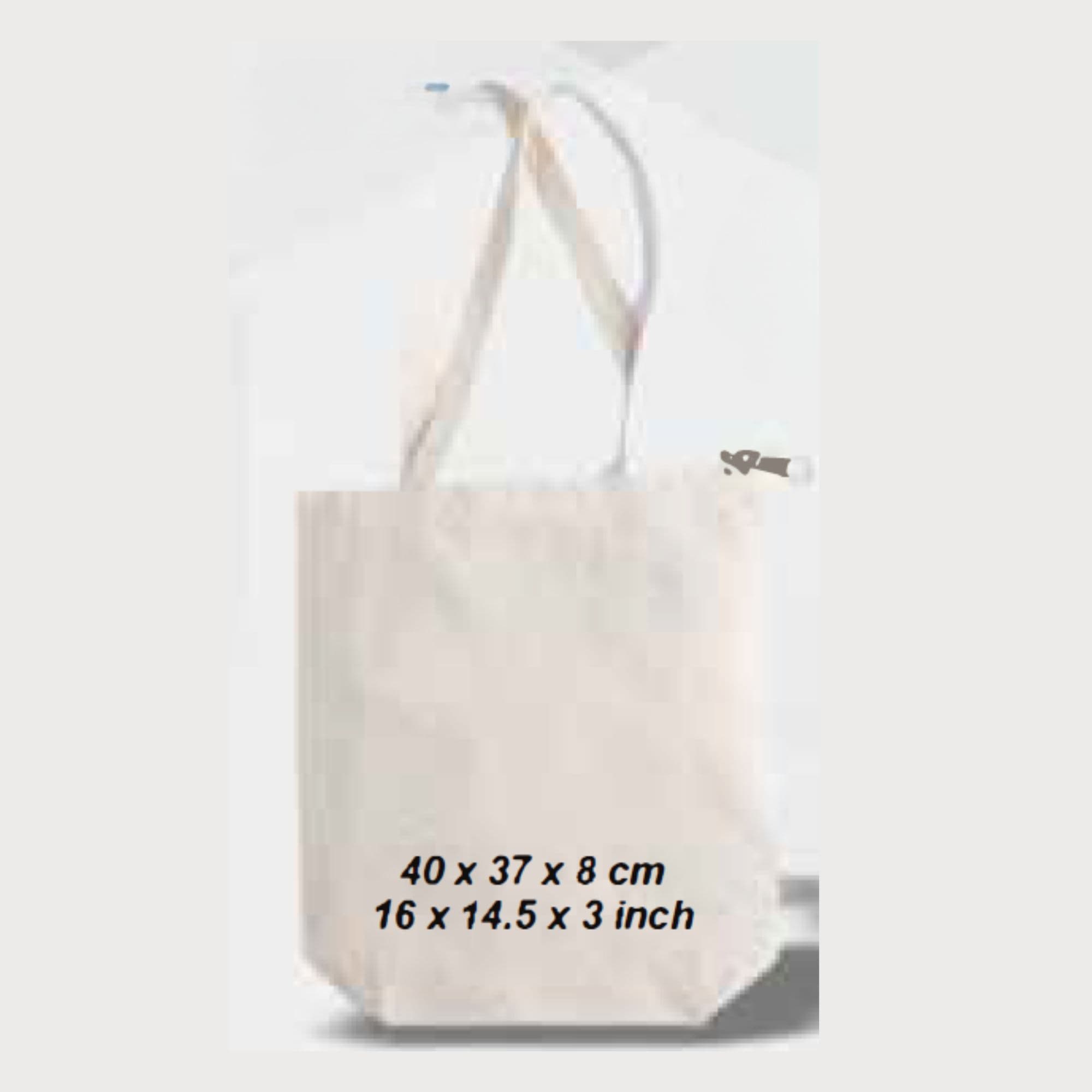 Cotton Tote Bag White With Zipper