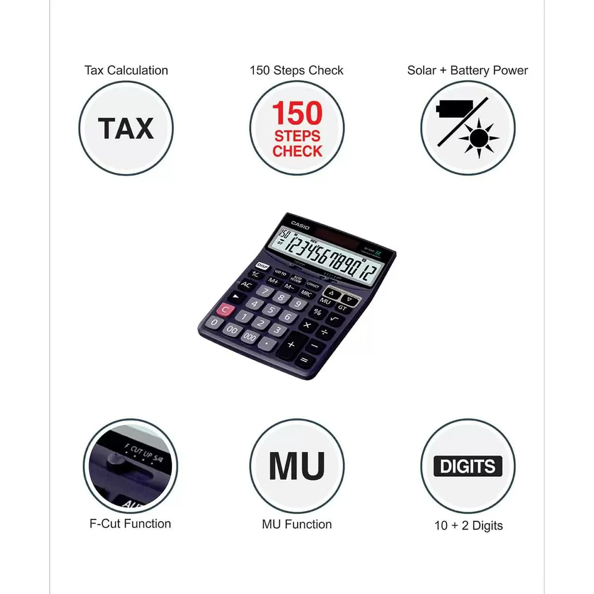Casio DJ-120D 150 Steps Check & Correct Desktop Bigger Screen Calculator