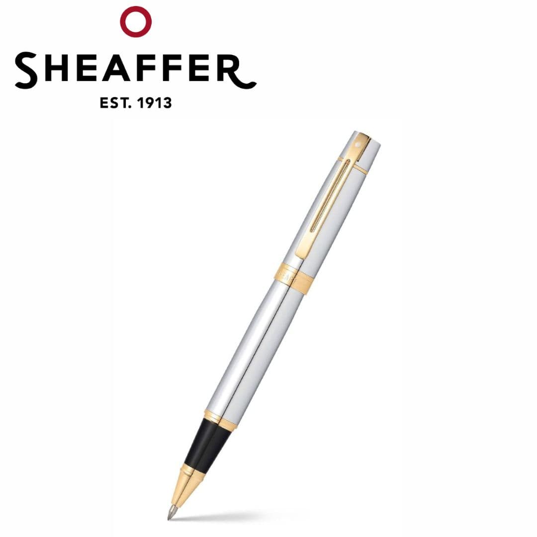 PEN SHEAFFER 300 E9342 BRIGHT CHROME WITH GOLD TONE  TRIM BP