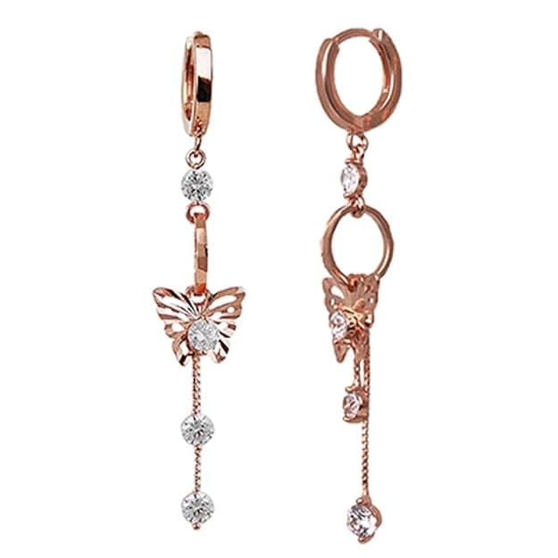 Rose Gold Charming Butterfly Earrings