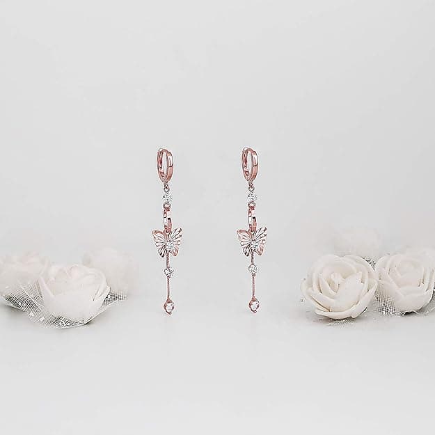 Rose Gold Charming Butterfly Earrings