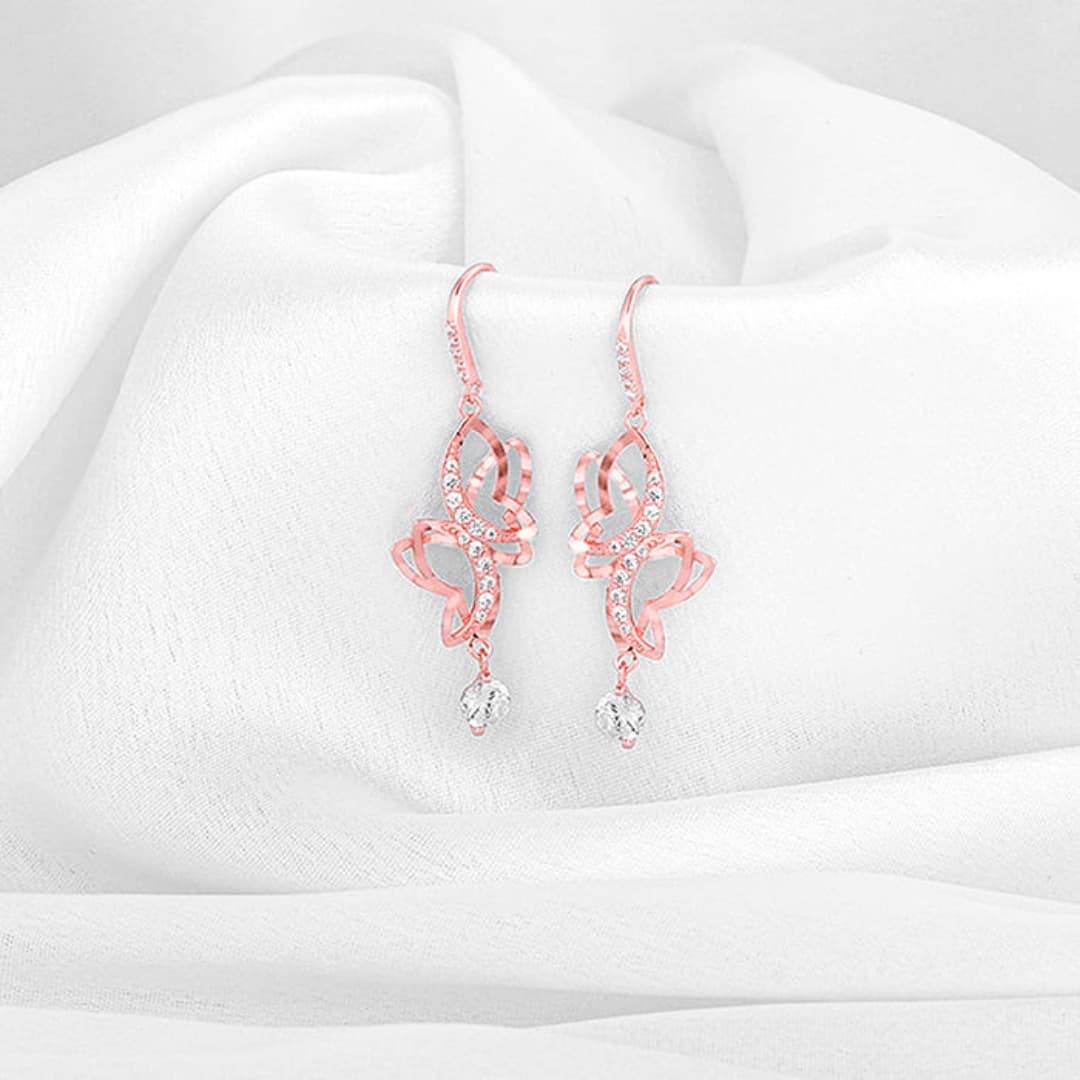 Rose Gold Shining Butterfly Earrings