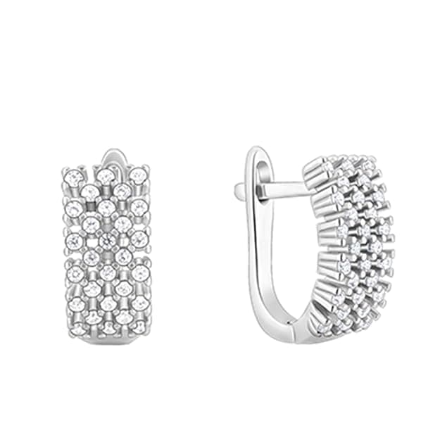 Silver Sparkling Shine Hoop Earrings