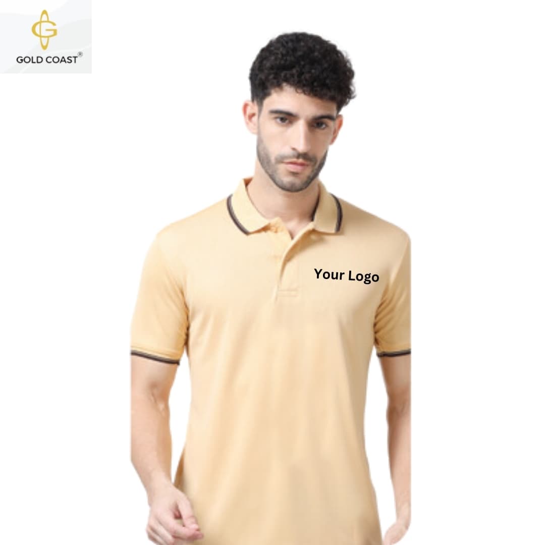 Gold Coast DotKnit Dri-Fit Polo T-Shirt - Beige