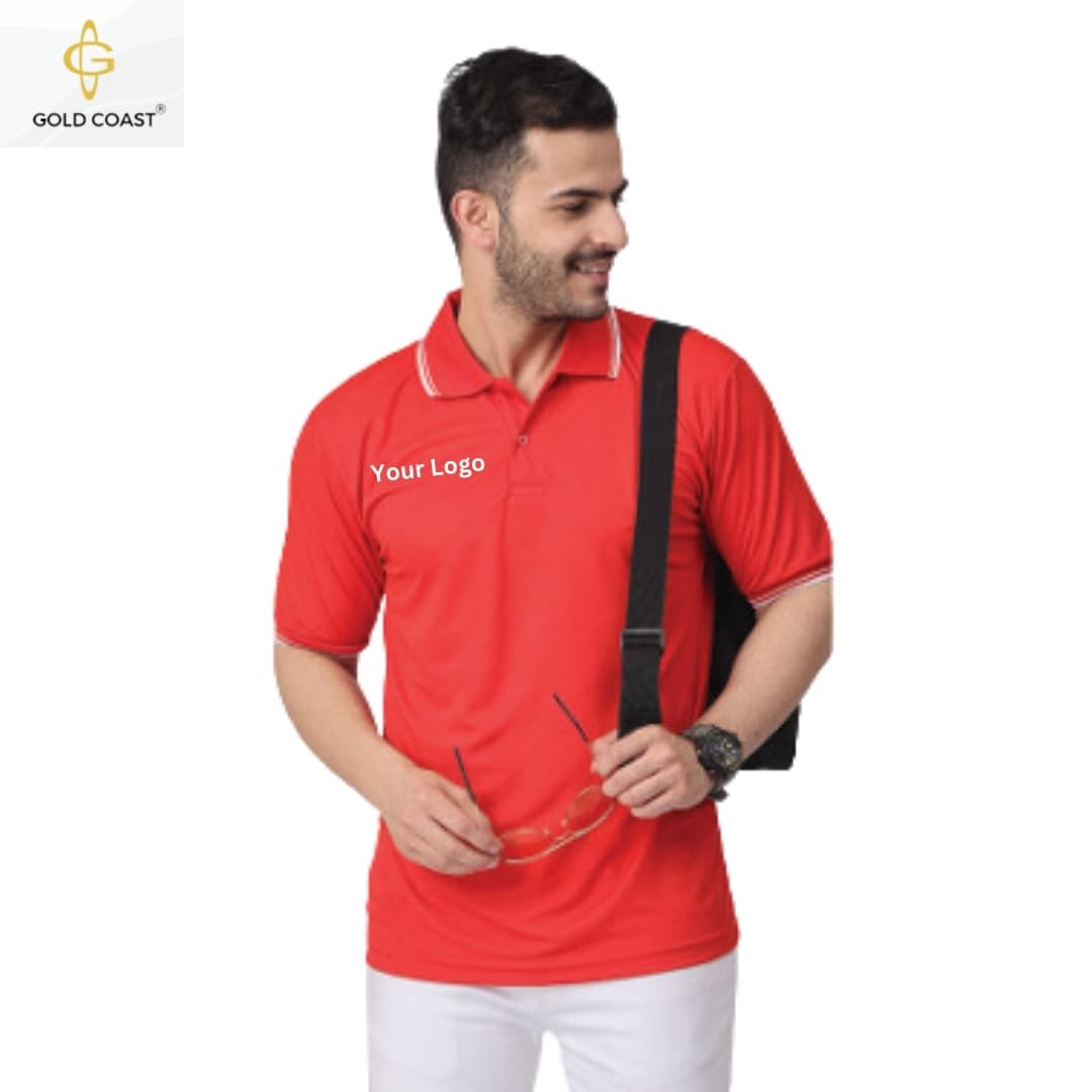 Gold Coast DotKnit Dri-Fit Polo T-Shirt - Red
