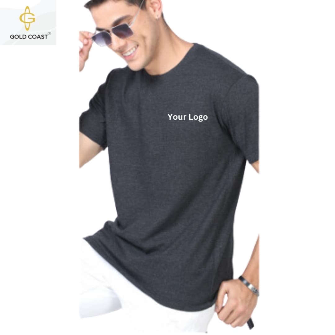 Gold Coast 100% Cotton Round Neck T-Shirt - Charcoal