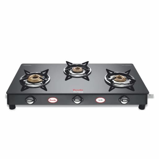 Preethi Blue Flame Sparkle Glass Top 3 Burner Gas Stove