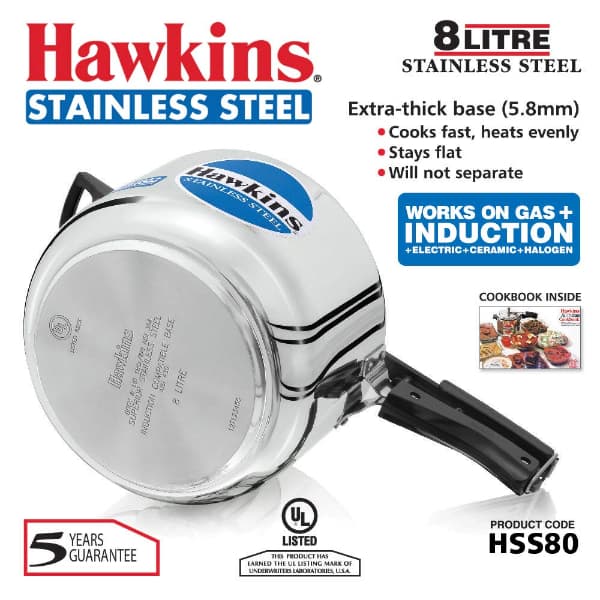 Hawkins 8L Stainless Steel Induction Pressure Cooker