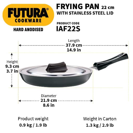 Hawkins Futura 22cm Hard Anodised Induction FryPan With Stainless Steel Lid