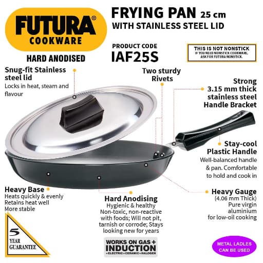 Hawkins Futura 25cm Hard Anodised Induction Fry Pan with Stainless Steel Lid