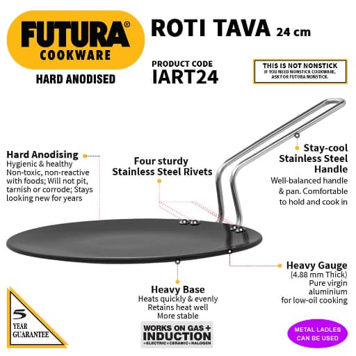Hawkins Futura 24 cm Hard Anodised Induction Roti Tawa