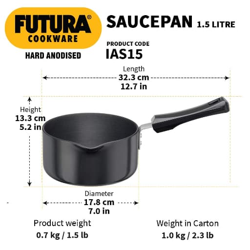 Hawkins Futura 1.5L Hard Anodised Induction Sauce Pan